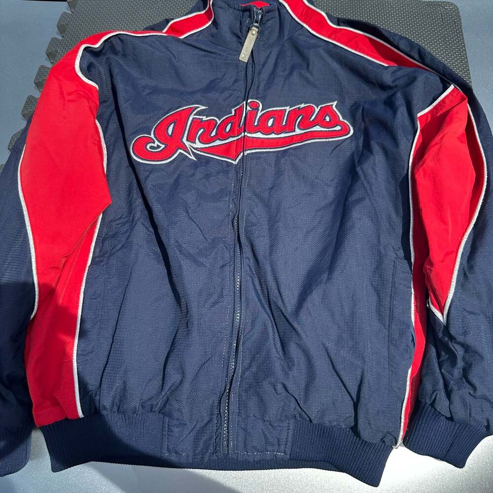 Vintage Majestic Cleveland Indians MLB Authentic Full-Zip Windbreaker Jacket